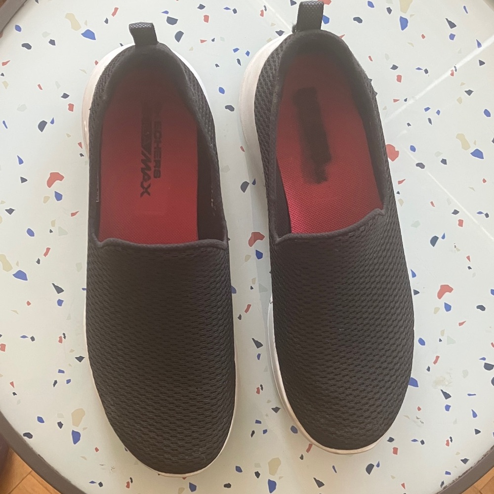 Skechers Go Walk Joy Women's Black and White Slip-On Sneakers - Picture 3 of 6